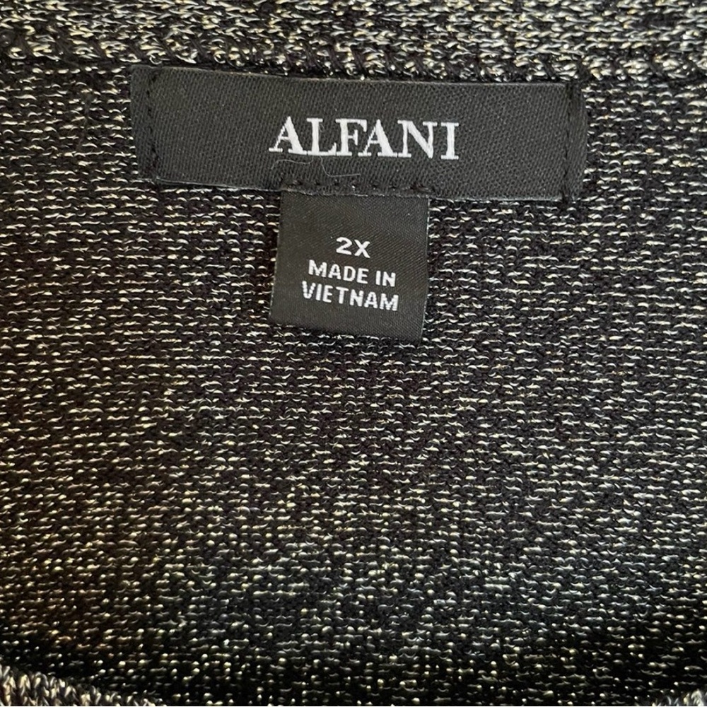 Alfani Black and Gray Shimmer Textured Knit Top - Picture 3 of 5